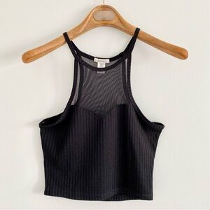 Bozzolo Black Mesh Crop Top Size Medium